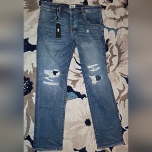 NEON Denim Brand Thunders Distressed Blue Jeans 38x32 NWT